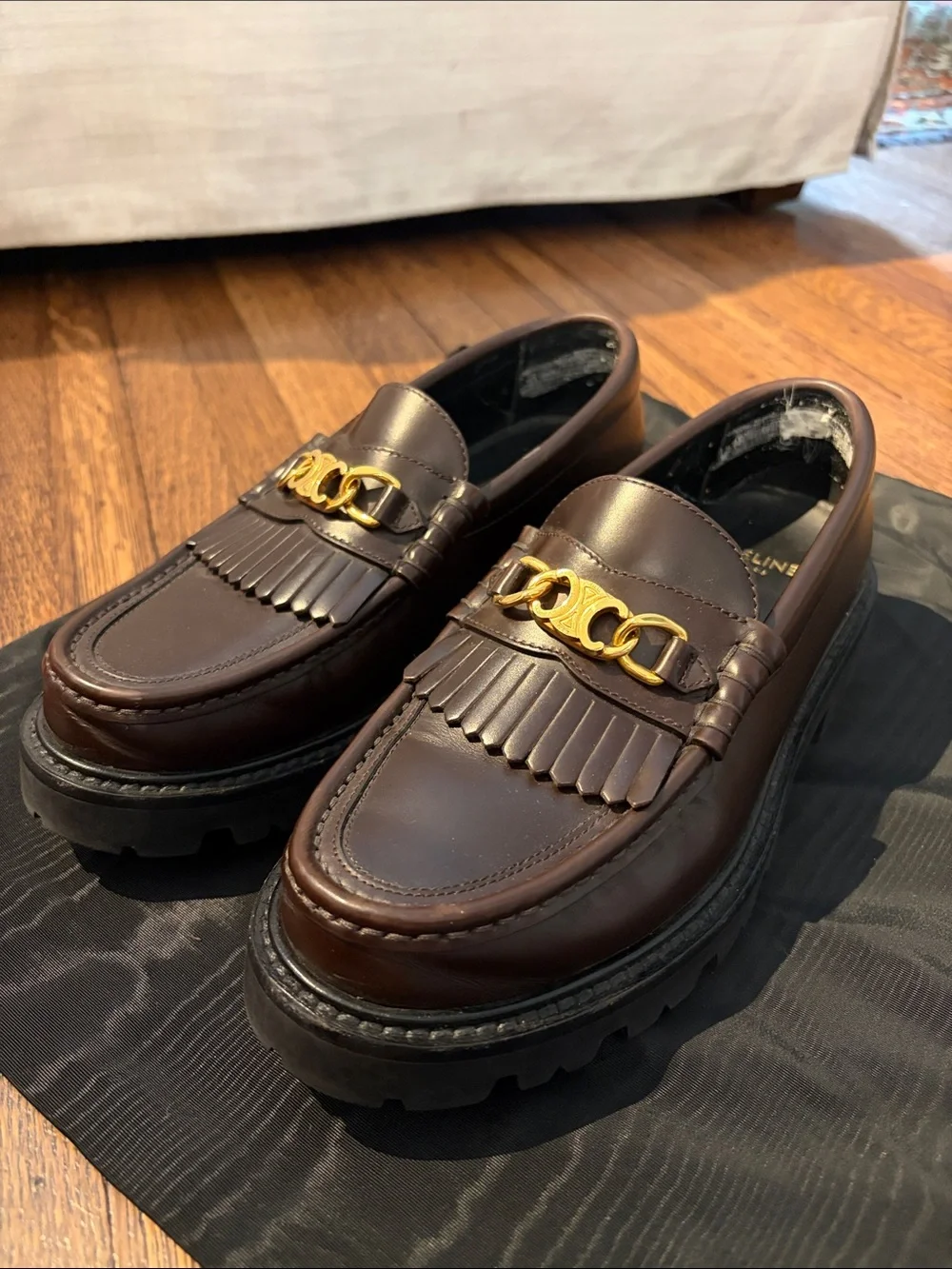 Celine Brown Leather Margaret Loafers